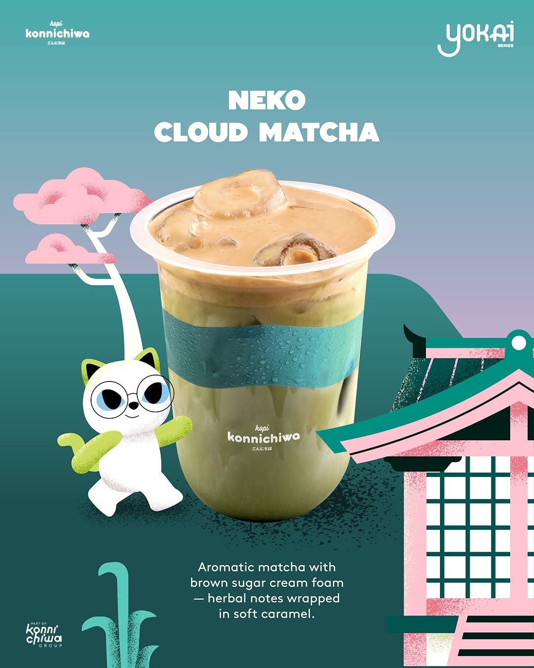 Neko Cloud Matcha Kopi Konnichiwa